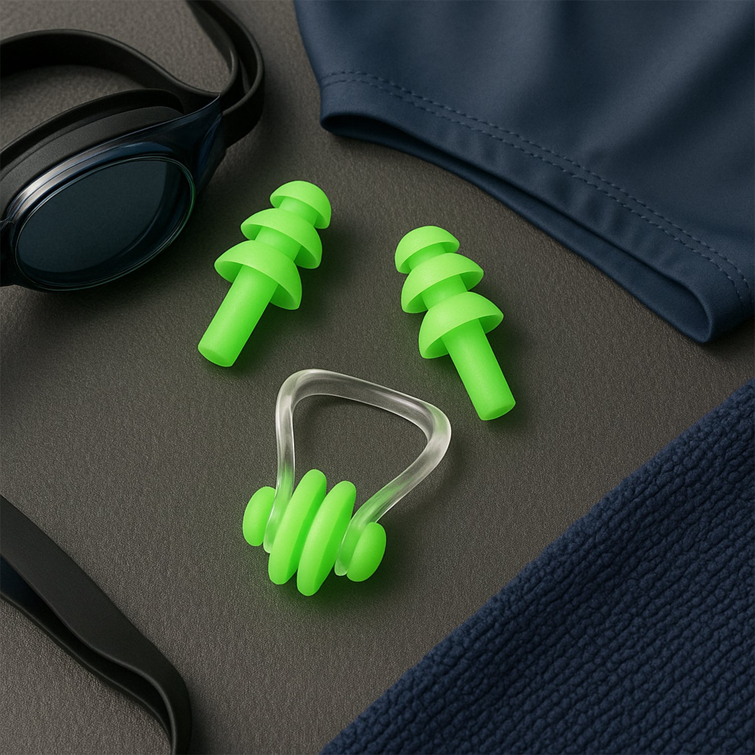 Swimming Earplugs And Nose Clip Set (3 Pc) Swimming Accessories