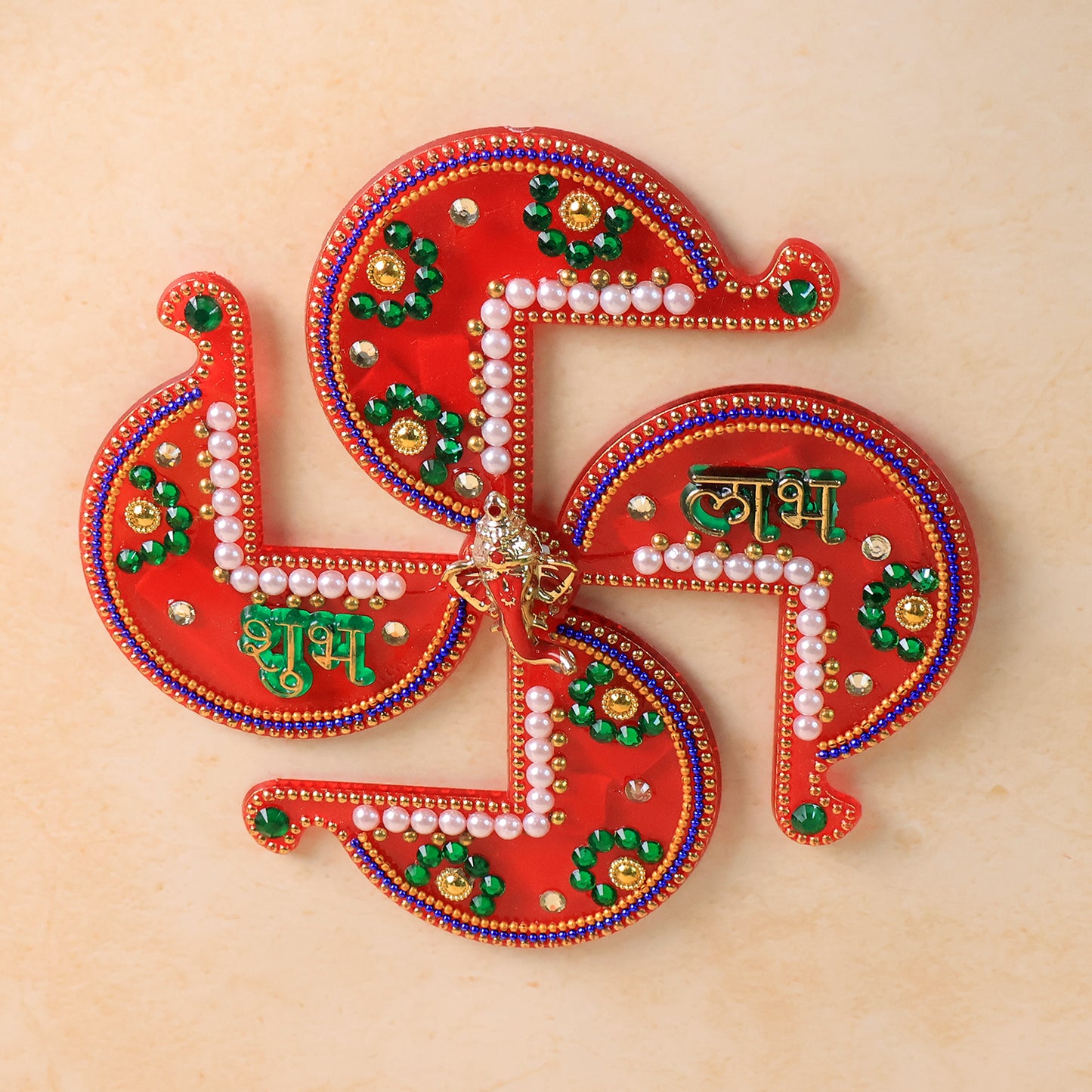 Acrylic Swastik Shubh Labh Wall Hanging (1 Pc) Home Decor