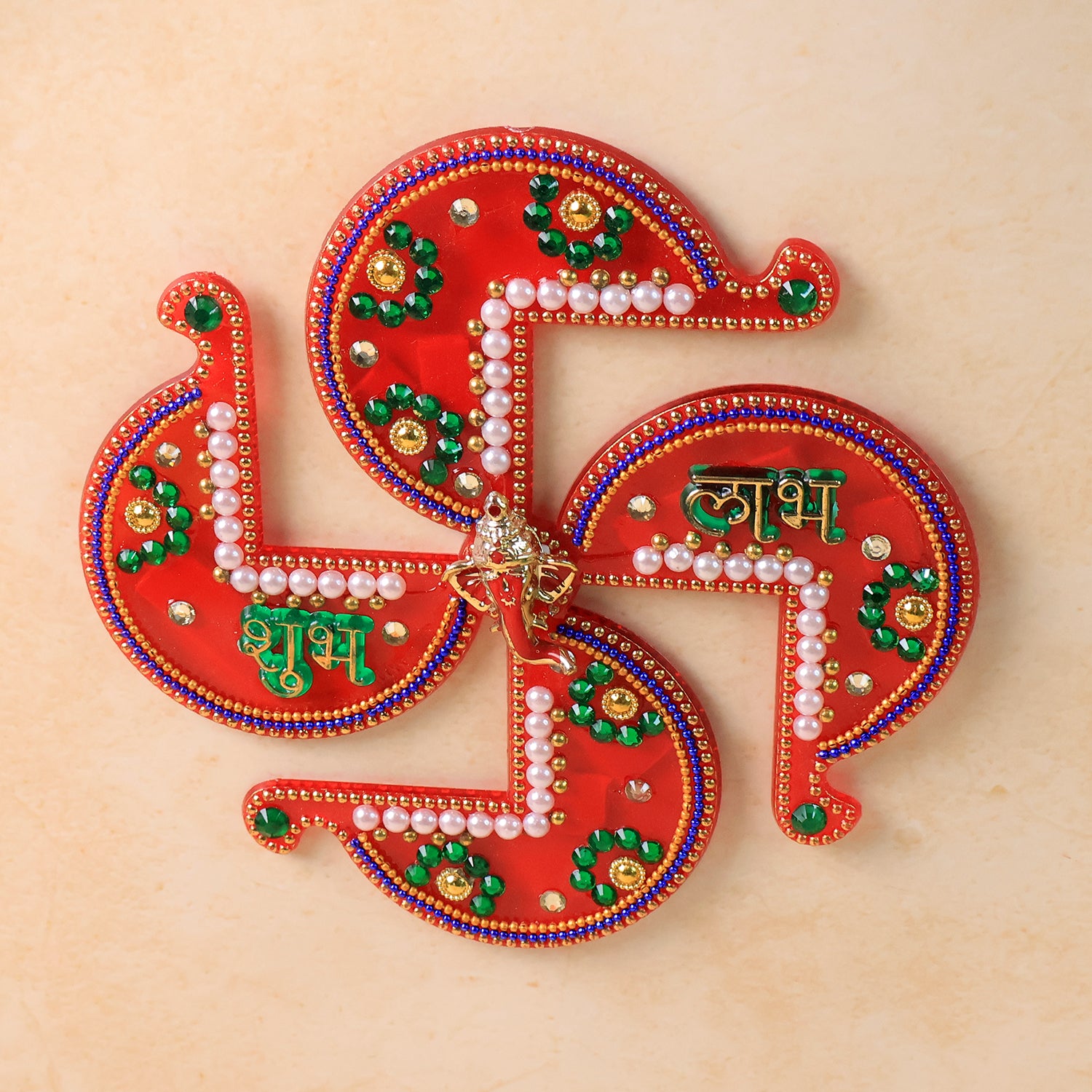 Acrylic Swastik Shubh Labh Wall Hanging (1 Pc) Home Decor