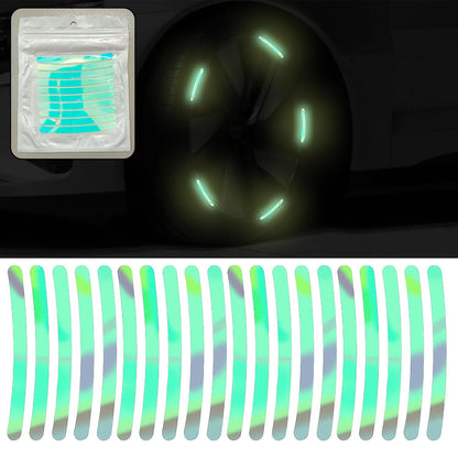 Car Wheel Hub Reflective Car Stickers Night Warning Stickers (20 Pcs Set Multicolored) Vehicle Decals