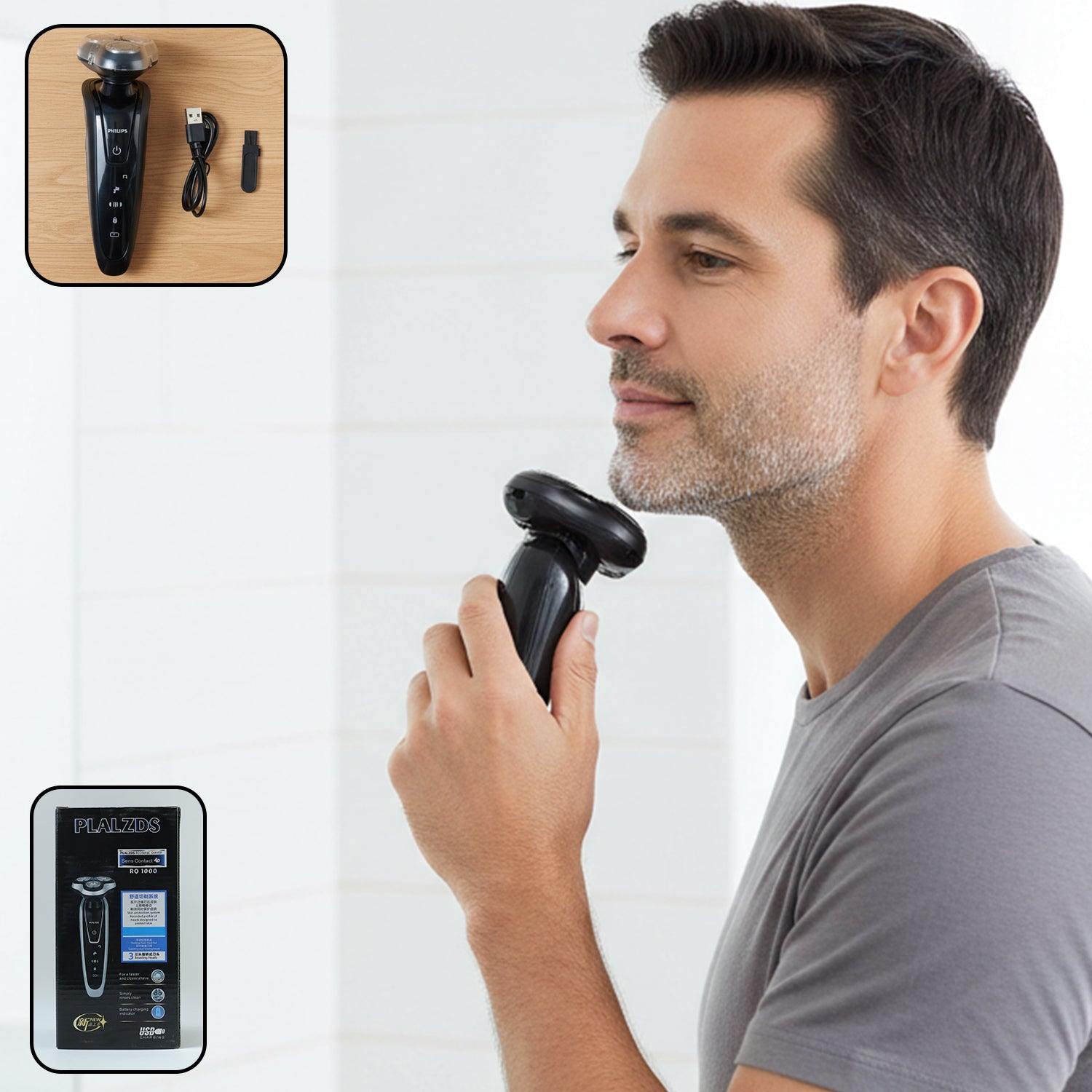 Rechargeable Electric Rotary Shaver Trimmer For Men (1 Set) Health & Beauty > Shaving & Hair Removal > Electric Shavers