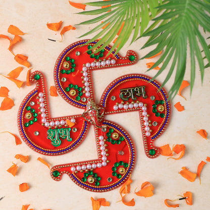 Acrylic Swastik Shubh Labh Wall Hanging (1 Pc) Home Decor