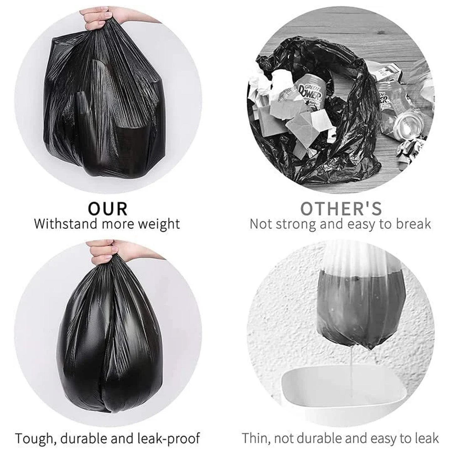 Heavy-duty Black Garbage Bag Roll For Home Commercial Waste Disposal (1 Roll) | Bag Size: 36 × 48 cm Home and Commercial Waste Disposal