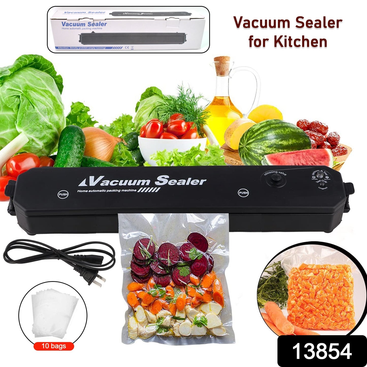 Vacuum Sealer Machine With 10 Pcs Bag (1 Set) vaccum sealers